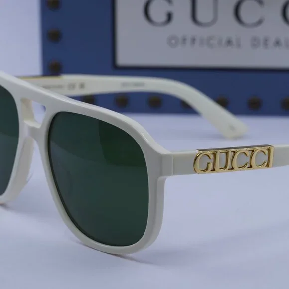 Gucci GG1188S 005 Aviator Sunglasses - Ivory/Green